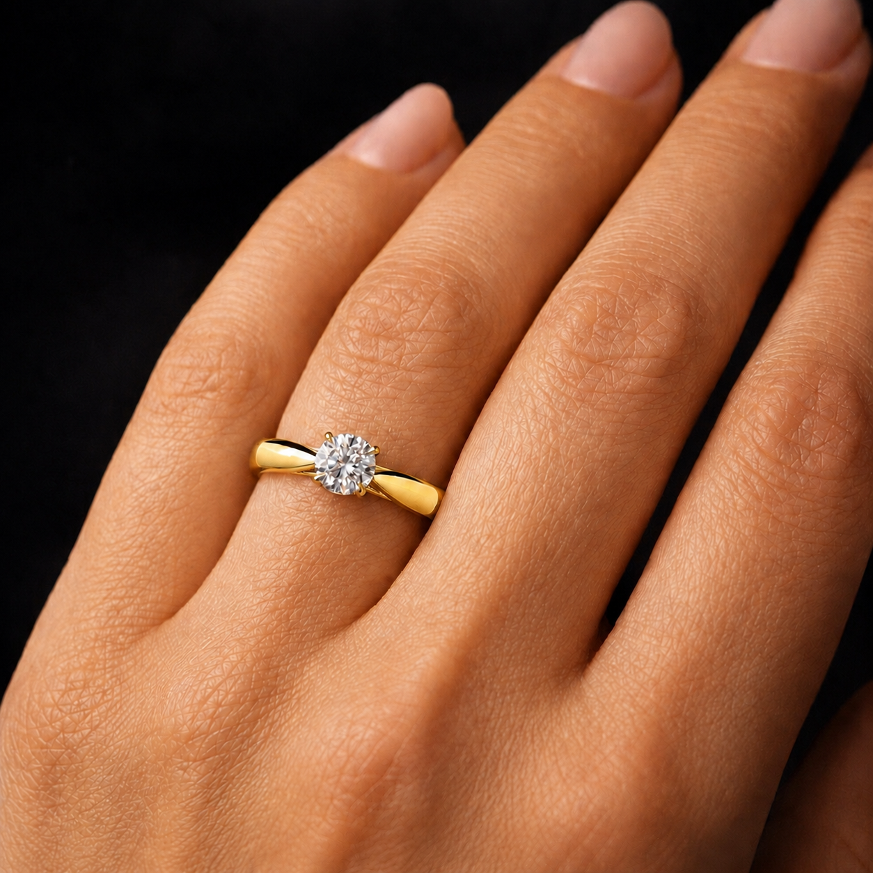 AR0390 - 0.55 TCW Diamond Studded Gold Solitaire Ring