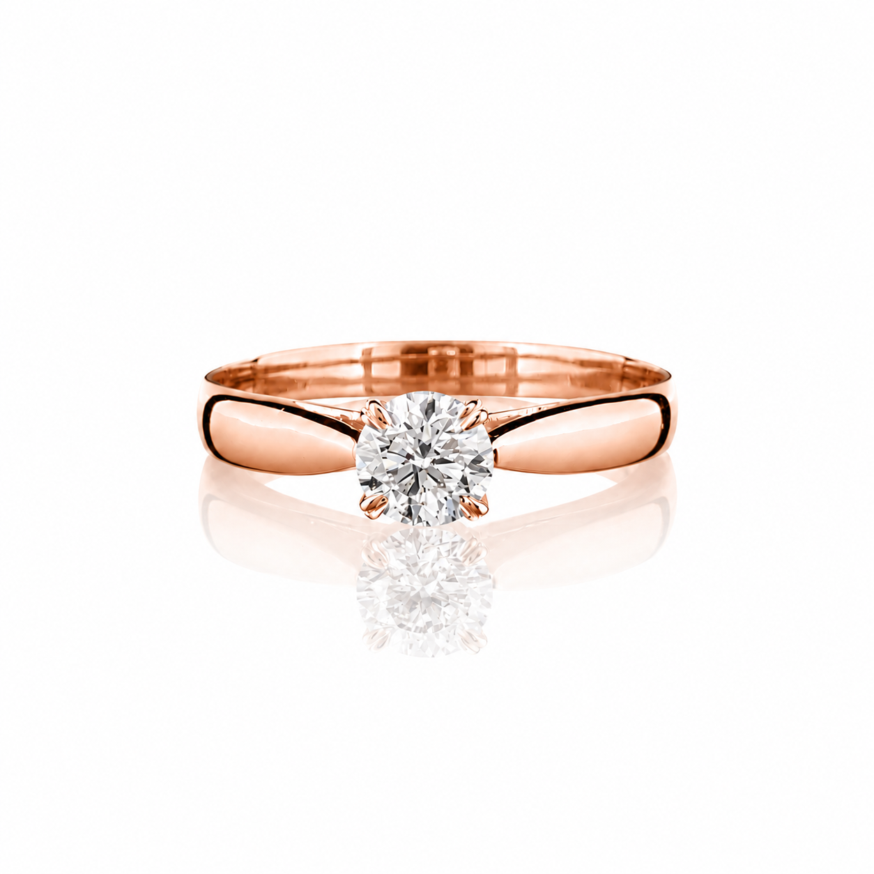 AR0390 - 0.55 TCW Diamond Studded Gold Solitaire Ring