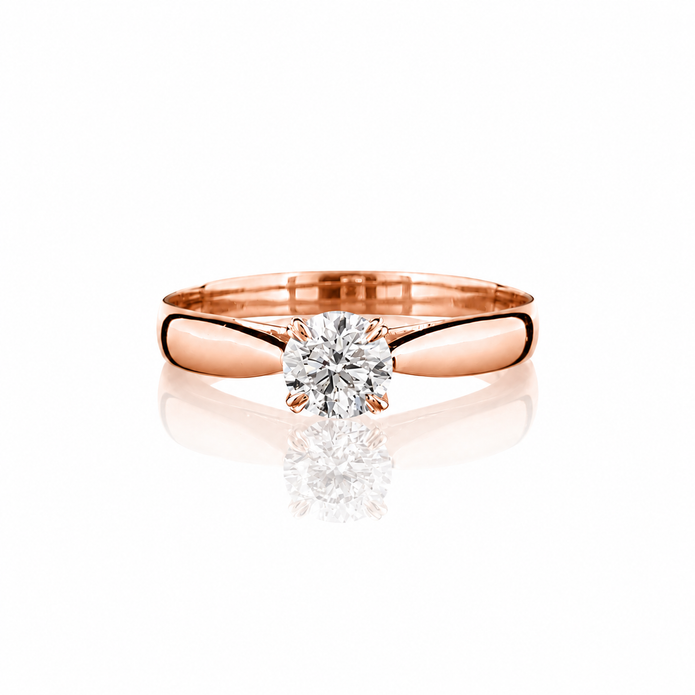 AR0390 - 0.55 TCW Diamond Studded Gold Solitaire Ring