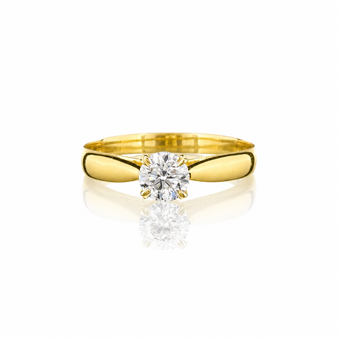 AR0390 - 0.55 TCW Diamond Studded Gold Solitaire Ring