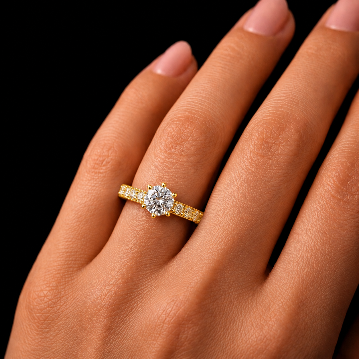 AR0425 - 0.85 CTW Diamond Studded Gold Engagement Rings