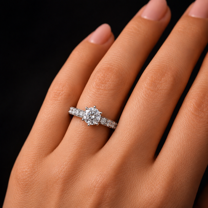 AR0425 - 0.85 CTW Diamond Studded Gold Engagement Rings