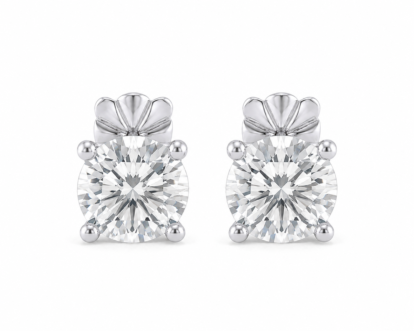 3.70 CTW Lab Grown Diamond Stud Earrings in 10K, 14K & 18K Gold |E01105