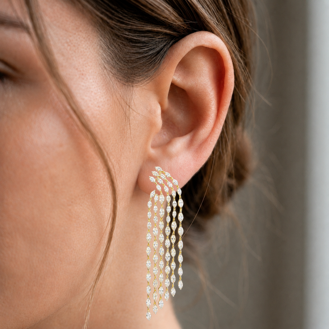 8.20 CTW Lab Grown Diamond Hoop & Drop Earrings in 10K, 14K & 18K Gold |E01146