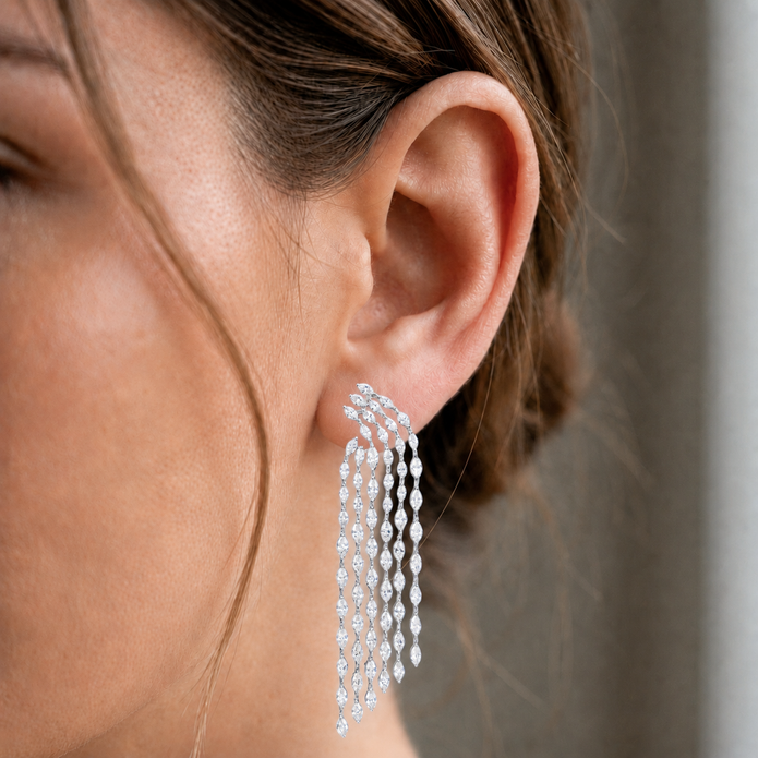 8.20 CTW Lab Grown Diamond Hoop & Drop Earrings in 10K, 14K & 18K Gold |E01146