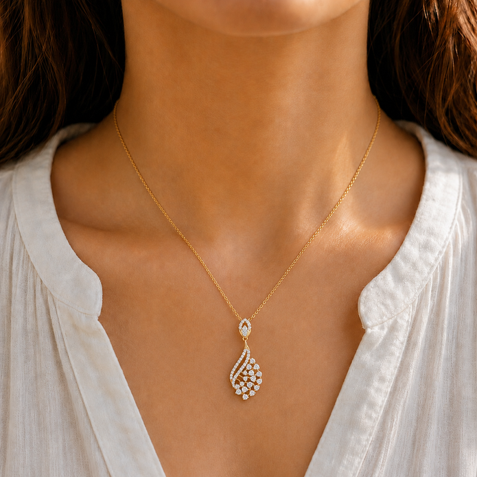 1.10 TCW Lab Grown Diamond Diamond Pendants in 14K & 18K Gold | P01420