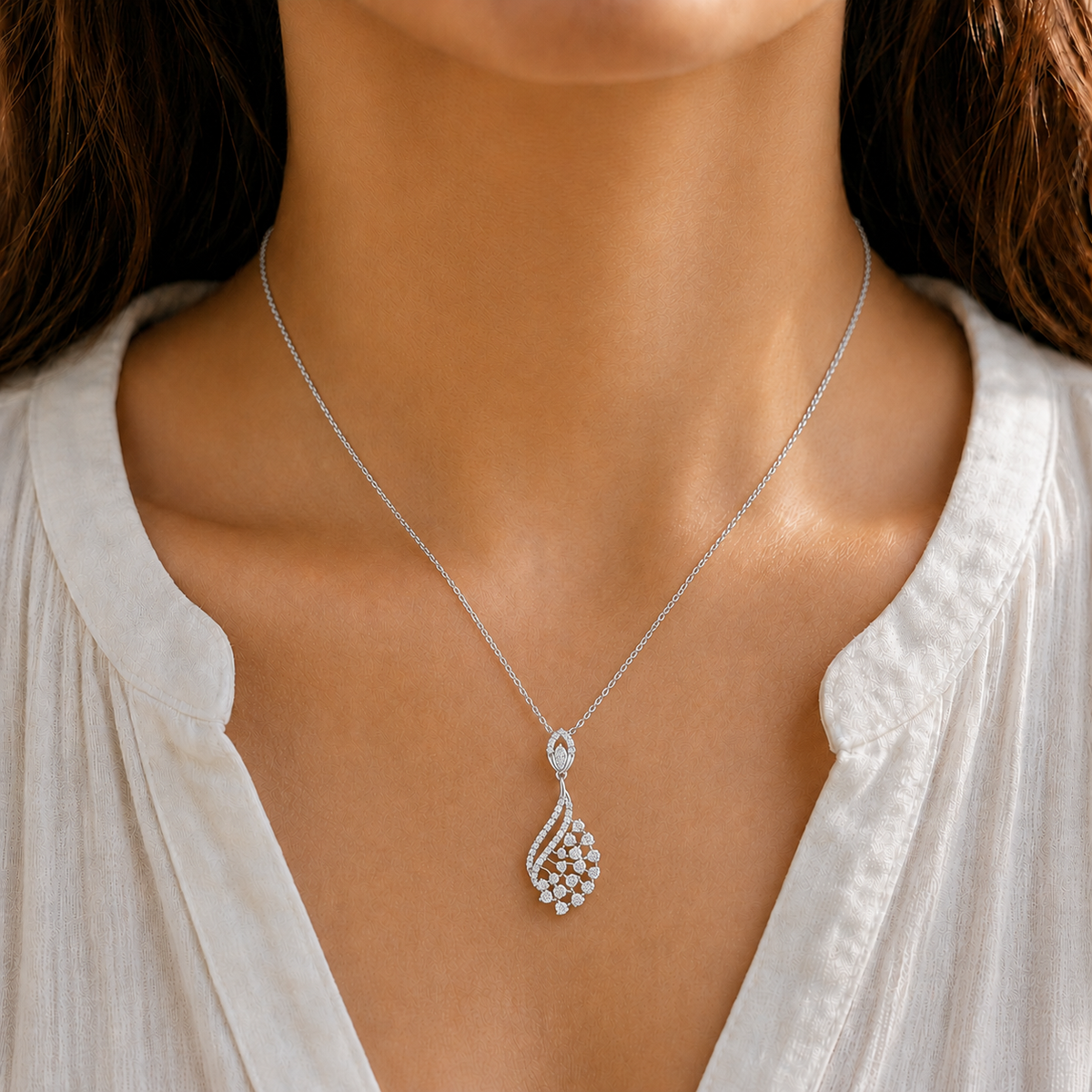 1.10 TCW Lab Grown Diamond Diamond Pendants in 14K & 18K Gold | P01420