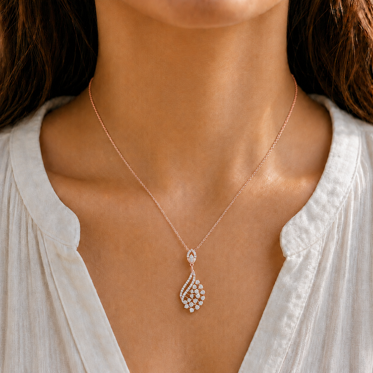 1.10 TCW Lab Grown Diamond Diamond Pendants in 14K & 18K Gold | P01420