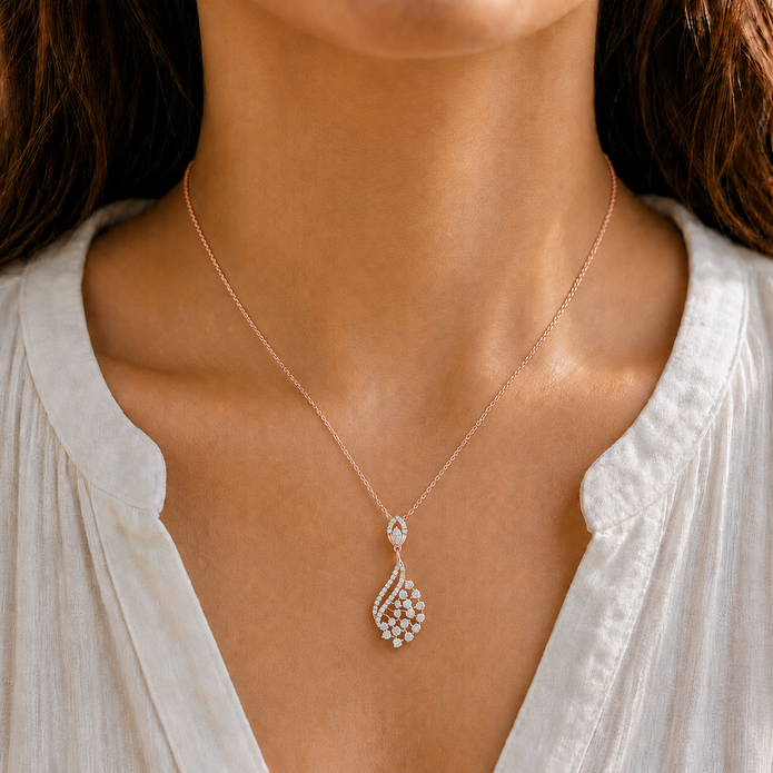 1.10 TCW Lab Grown Diamond Diamond Pendants in 14K & 18K Gold | P01420
