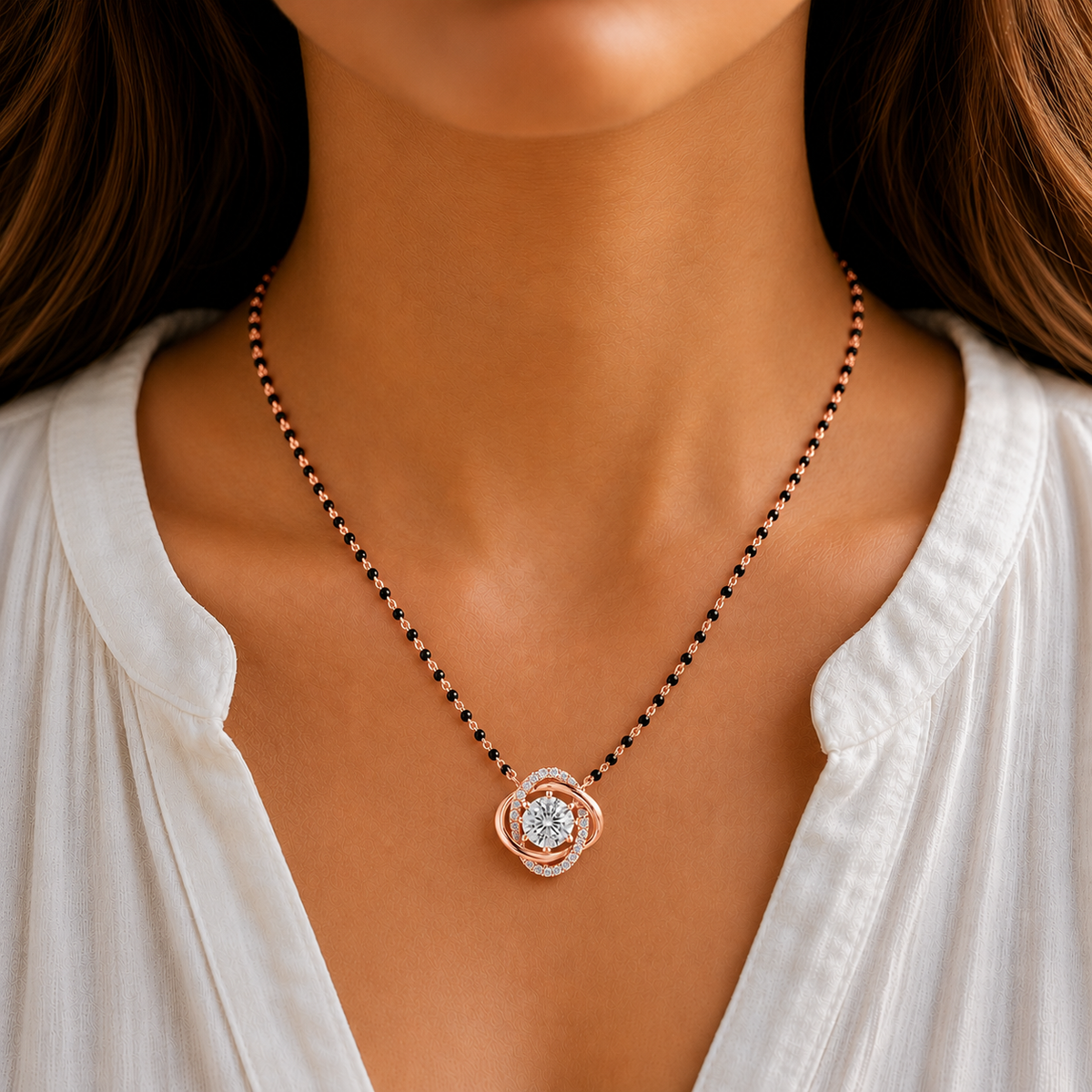 1.50 CTW Lab Grown Diamond Tanmani  / Mangalsutra in 14K & 18K Gold | P01424