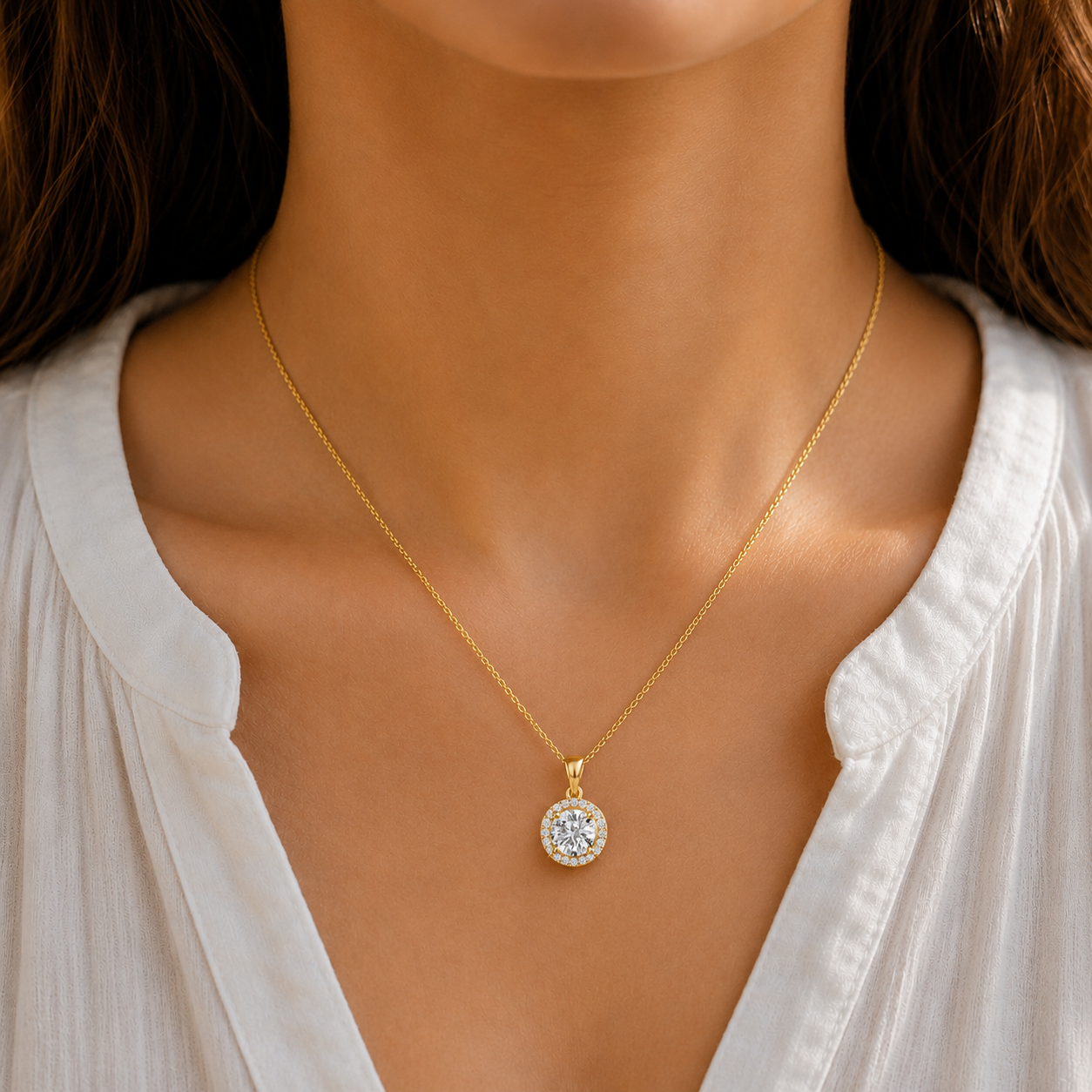 1.20 CTW Lab Grown Diamond Solitaire Pendants in 14K & 18K Gold |P01423