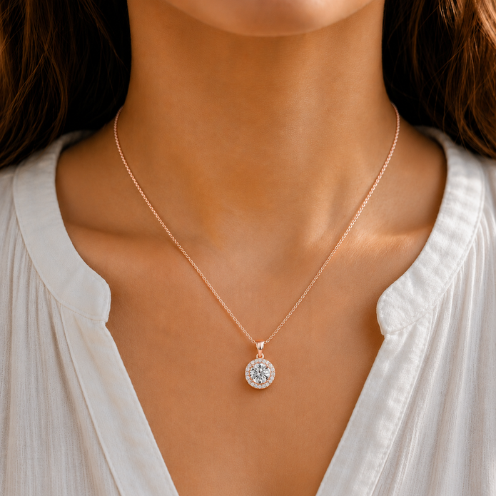 1.20 CTW Lab Grown Diamond Solitaire Pendants in 14K & 18K Gold |P01423