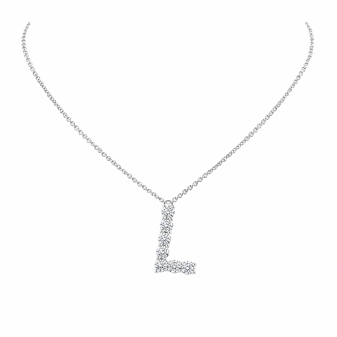 1.35 CTW Lab Grown Diamond Initial Pendants in 14K & 18K Gold | P01455