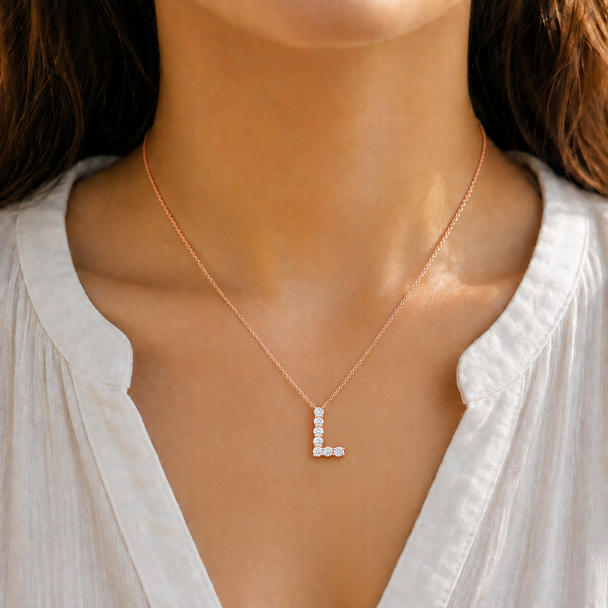 1.35 CTW Lab Grown Diamond Initial Pendants in 14K & 18K Gold | P01455