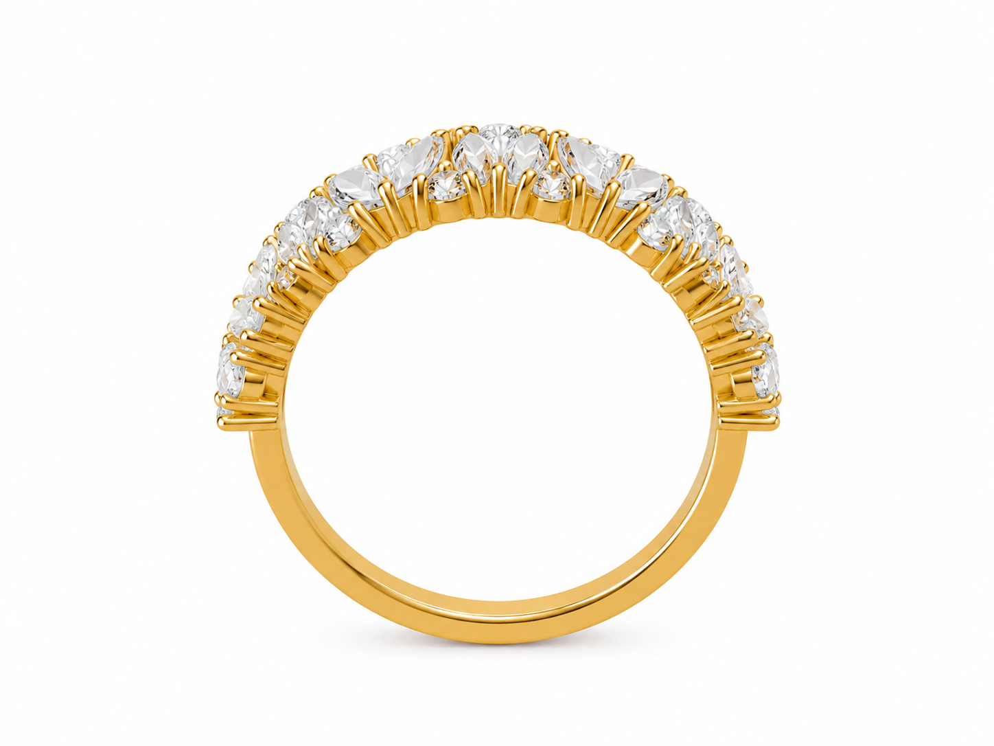R03050 - 1.05 TCW Diamond Studded Gold Daily Were Rings