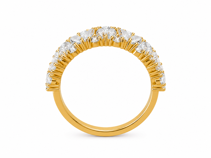 R03050 - 1.05 TCW Diamond Studded Gold Daily Were Rings