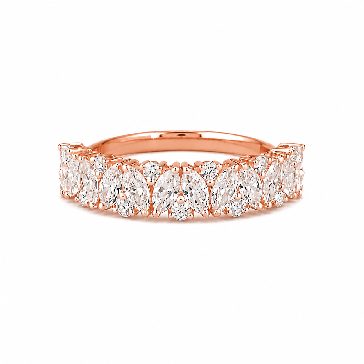 R03050 - 1.05 TCW Diamond Studded Gold Daily Were Rings