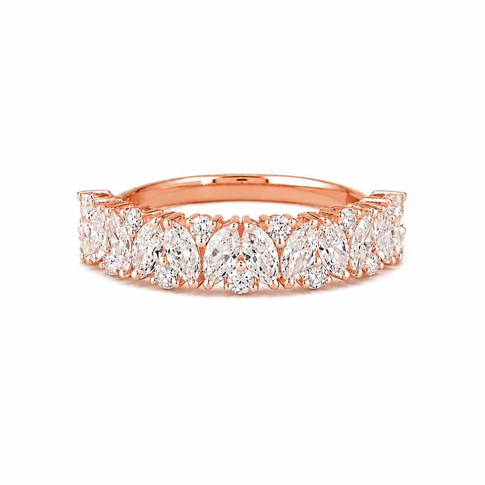 R03050 - 1.05 TCW Diamond Studded Gold Daily Were Rings