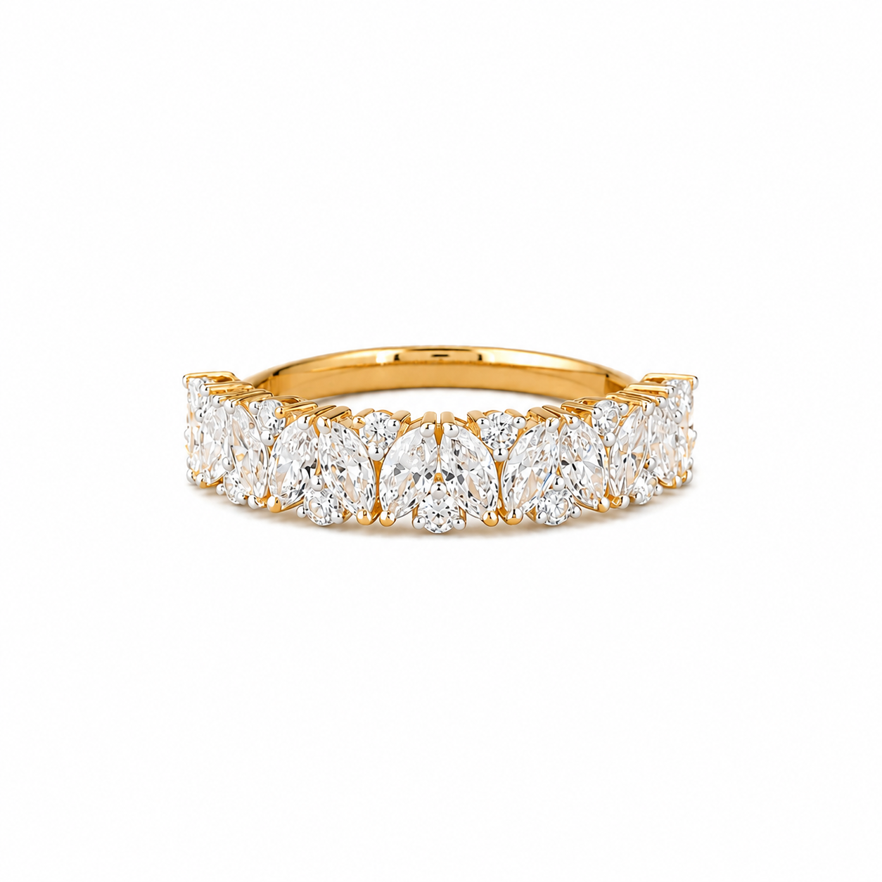 R03050 - 1.05 TCW Diamond Studded Gold Daily Were Rings