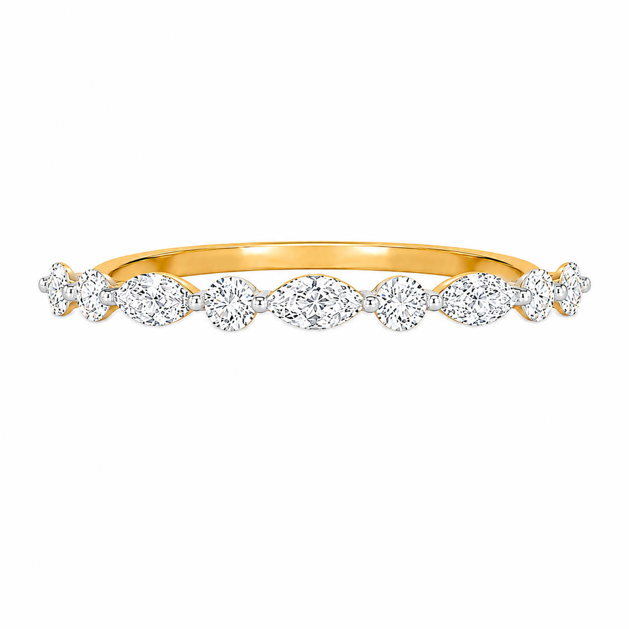 R03053 - 0.50 TCW Diamond Studded Gold Daily Were Rings