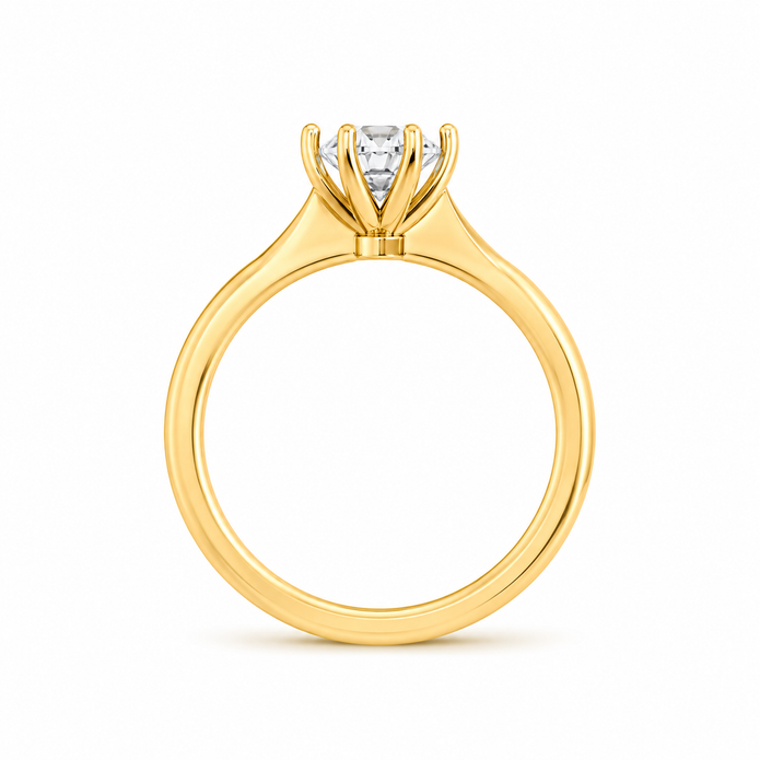 R03066 - 0.95 TCW Diamond Studded Gold Solitaire Ring