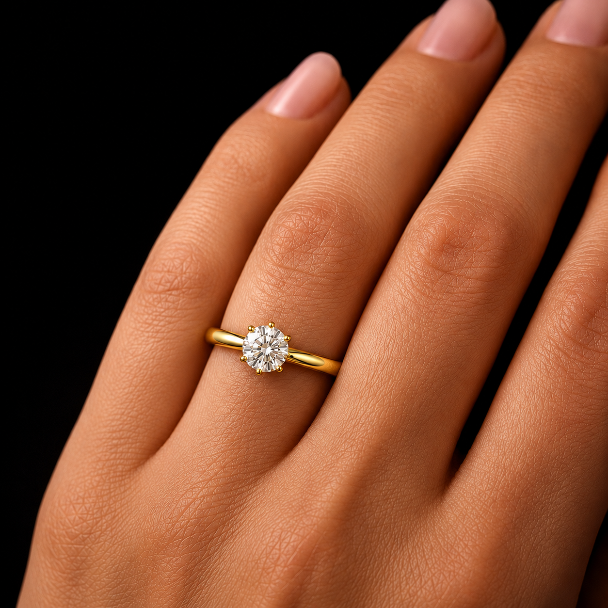 R03066 - 0.95 TCW Diamond Studded Gold Solitaire Ring