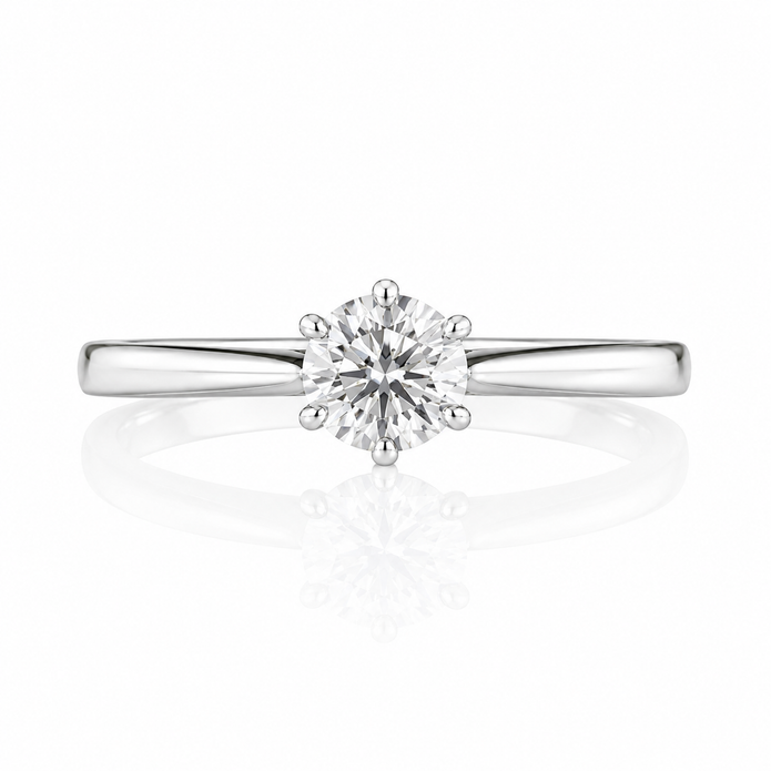 R03066 - 0.95 TCW Diamond Studded Gold Solitaire Ring