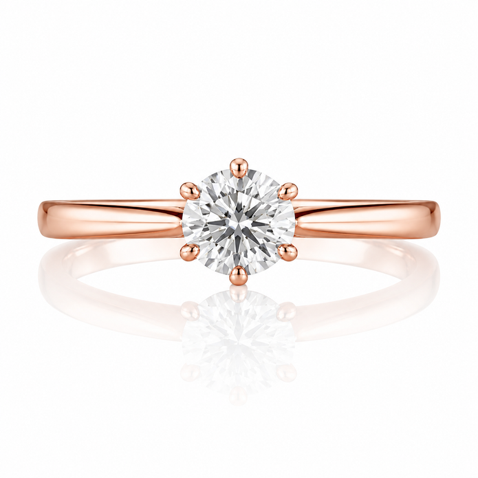 R03066 - 0.95 TCW Diamond Studded Gold Solitaire Ring
