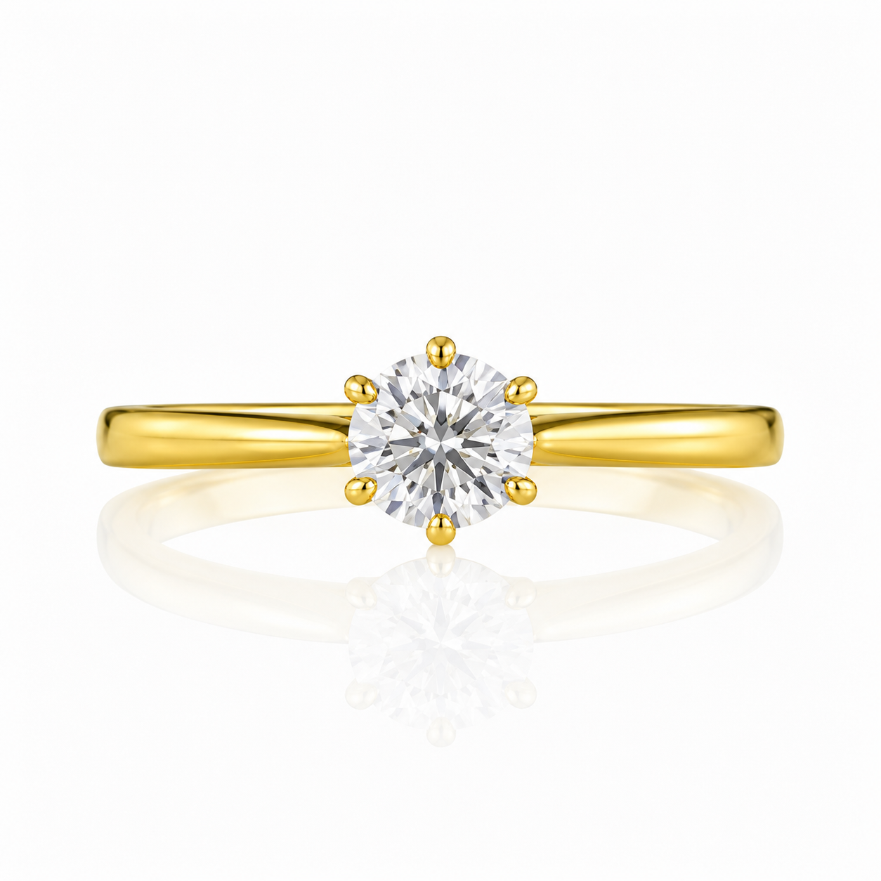 R03066 - 0.95 TCW Diamond Studded Gold Solitaire Ring