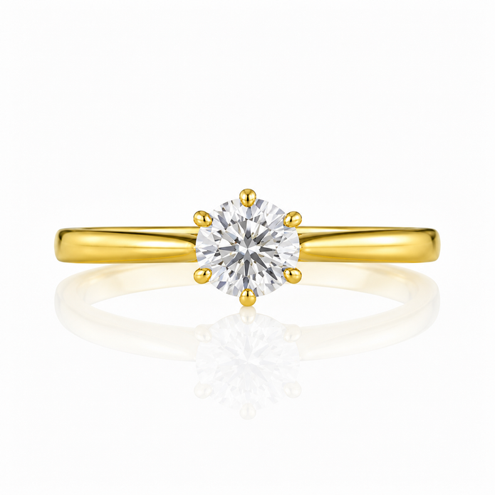 R03066 - 0.95 TCW Diamond Studded Gold Solitaire Ring