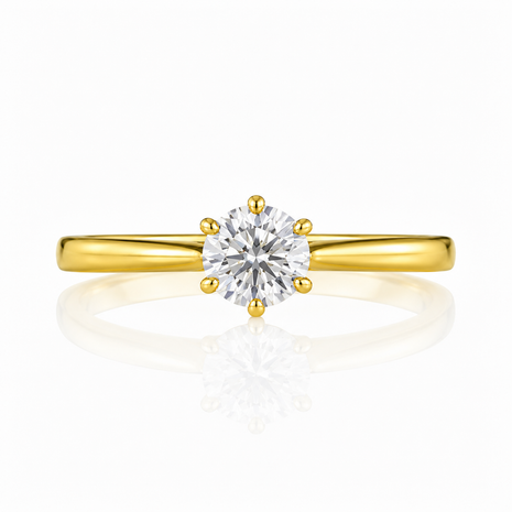 R03066 - 0.95 TCW Diamond Studded Gold Solitaire Ring