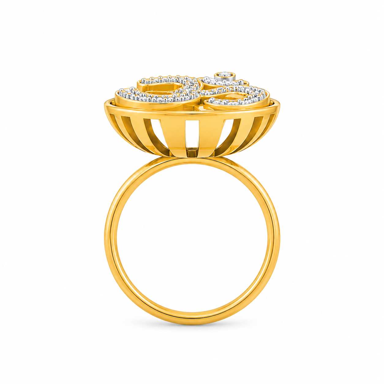 R03120 - 0.25 TCW Diamond Studded Gold Daily Were Rings