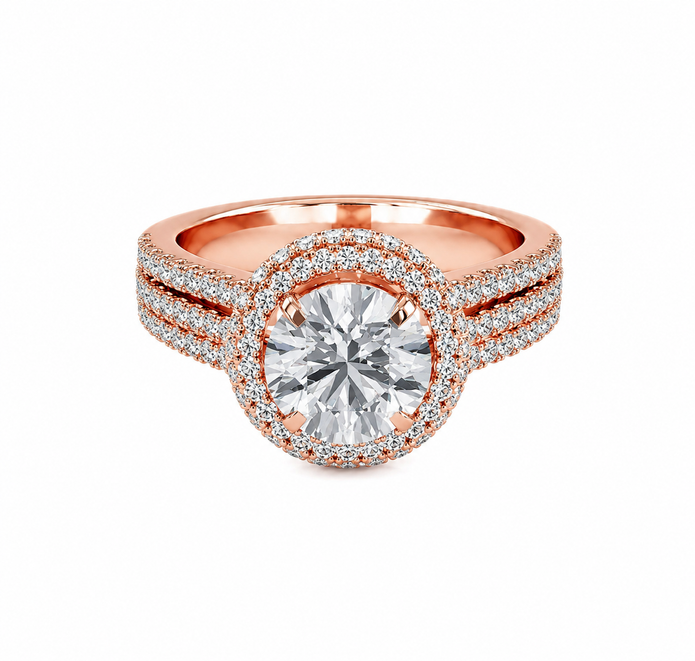 R03143 - 1.30 TCW Diamond Studded Gold Engagement Rings