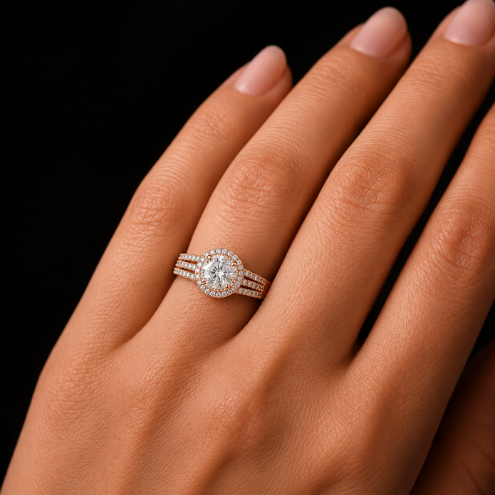 R03143 - 1.30 TCW Diamond Studded Gold Engagement Rings