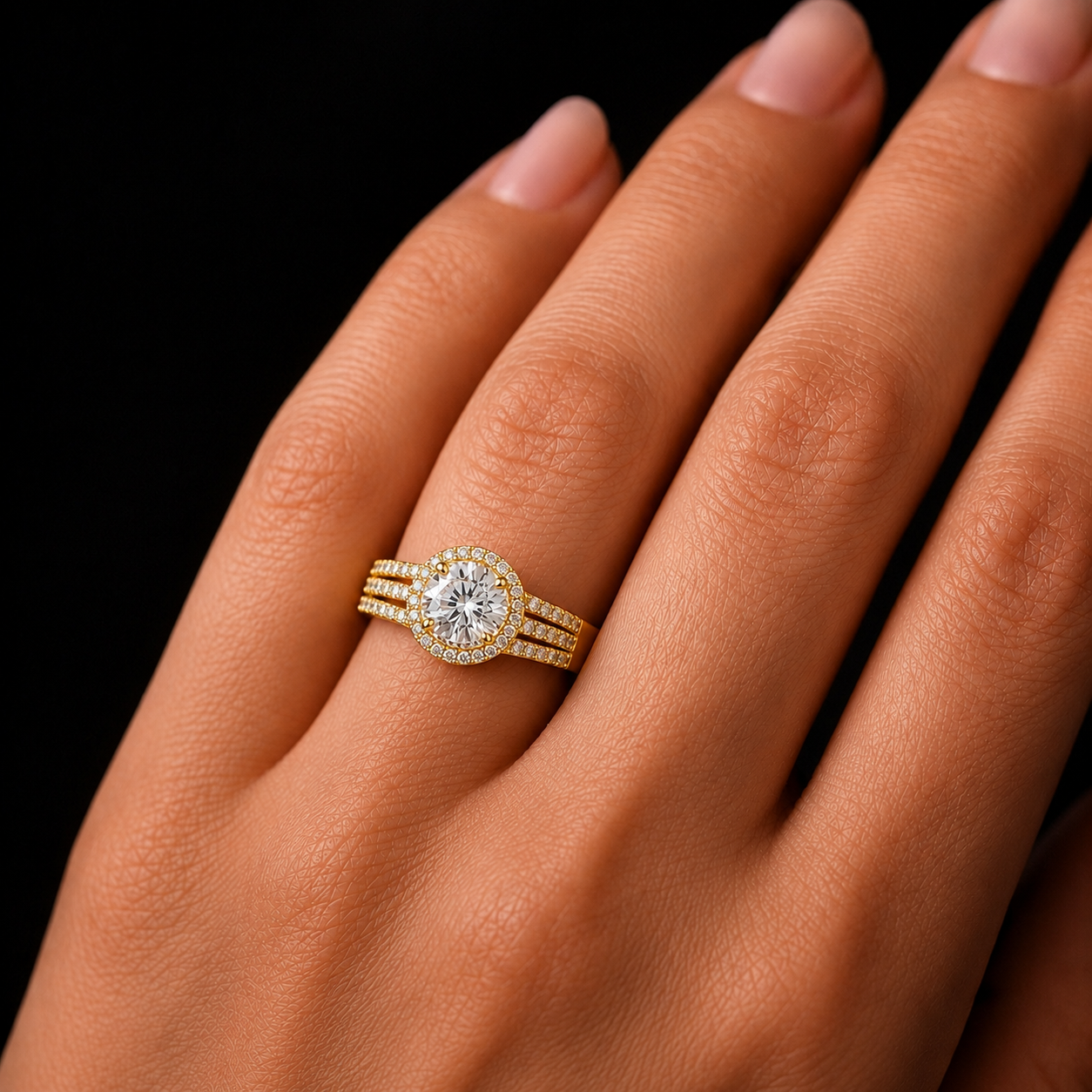 R03143 - 1.30 TCW Diamond Studded Gold Engagement Rings