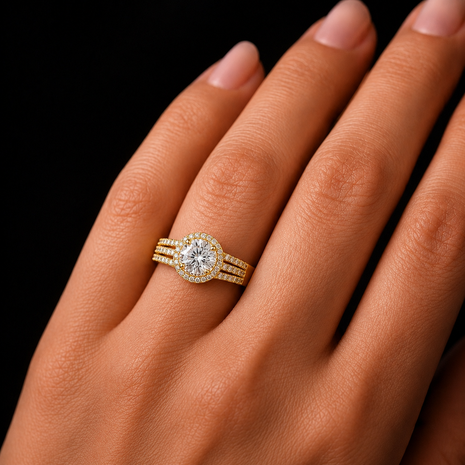 R03143 - 1.30 TCW Diamond Studded Gold Engagement Rings