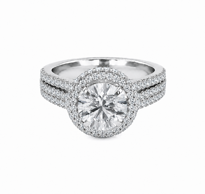 R03143 - 1.30 TCW Diamond Studded Gold Engagement Rings