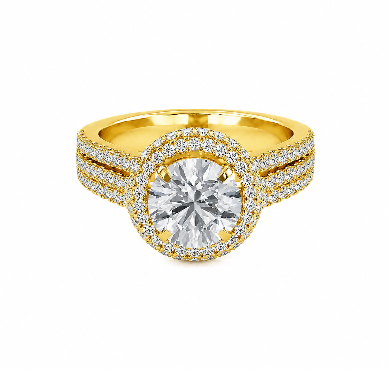 R03143 - 1.30 TCW Diamond Studded Gold Engagement Rings