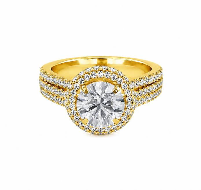 R03143 - 1.30 TCW Diamond Studded Gold Engagement Rings