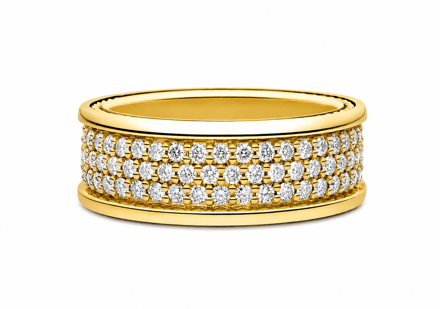 1.90 TCW Lab Grown Diamond Studded in 10K, 14K & 18K Gold Wedding Bands | R03152