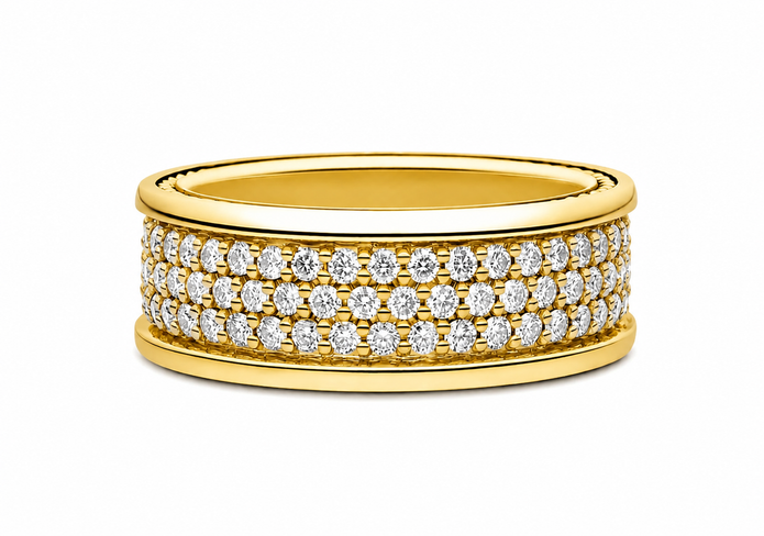 1.90 TCW Lab Grown Diamond Studded in 10K, 14K & 18K Gold Wedding Bands | R03152