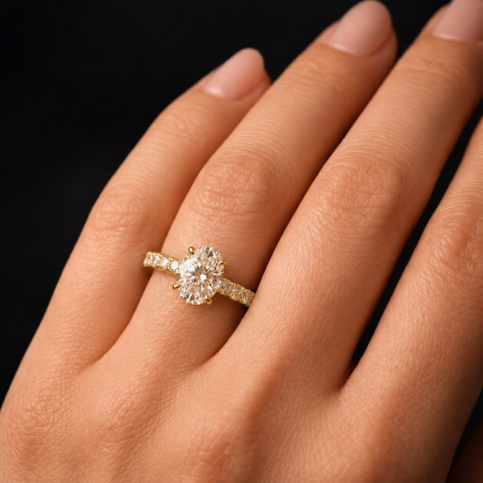 R03166 - 1.55 CTW Diamond Studded Gold Engagement Rings