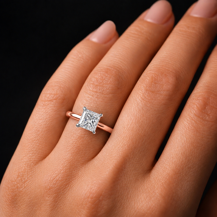 R04045 - 1.55 TCW Diamond Studded Gold Solitaire Ring