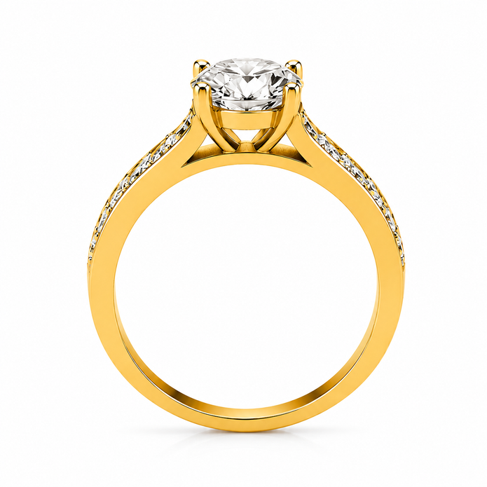 R04046 - 1.60 CTW Diamond Studded Gold Engagement Rings