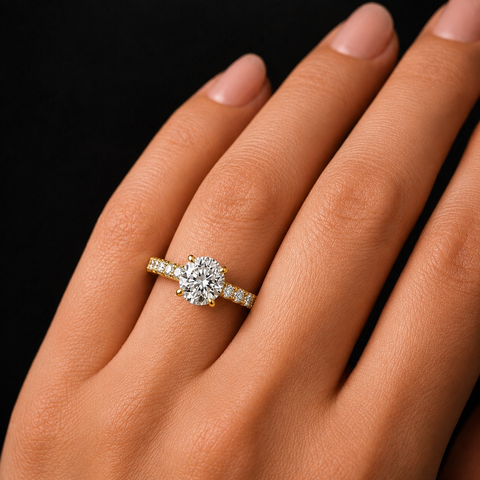 R04046 - 1.60 CTW Diamond Studded Gold Engagement Rings