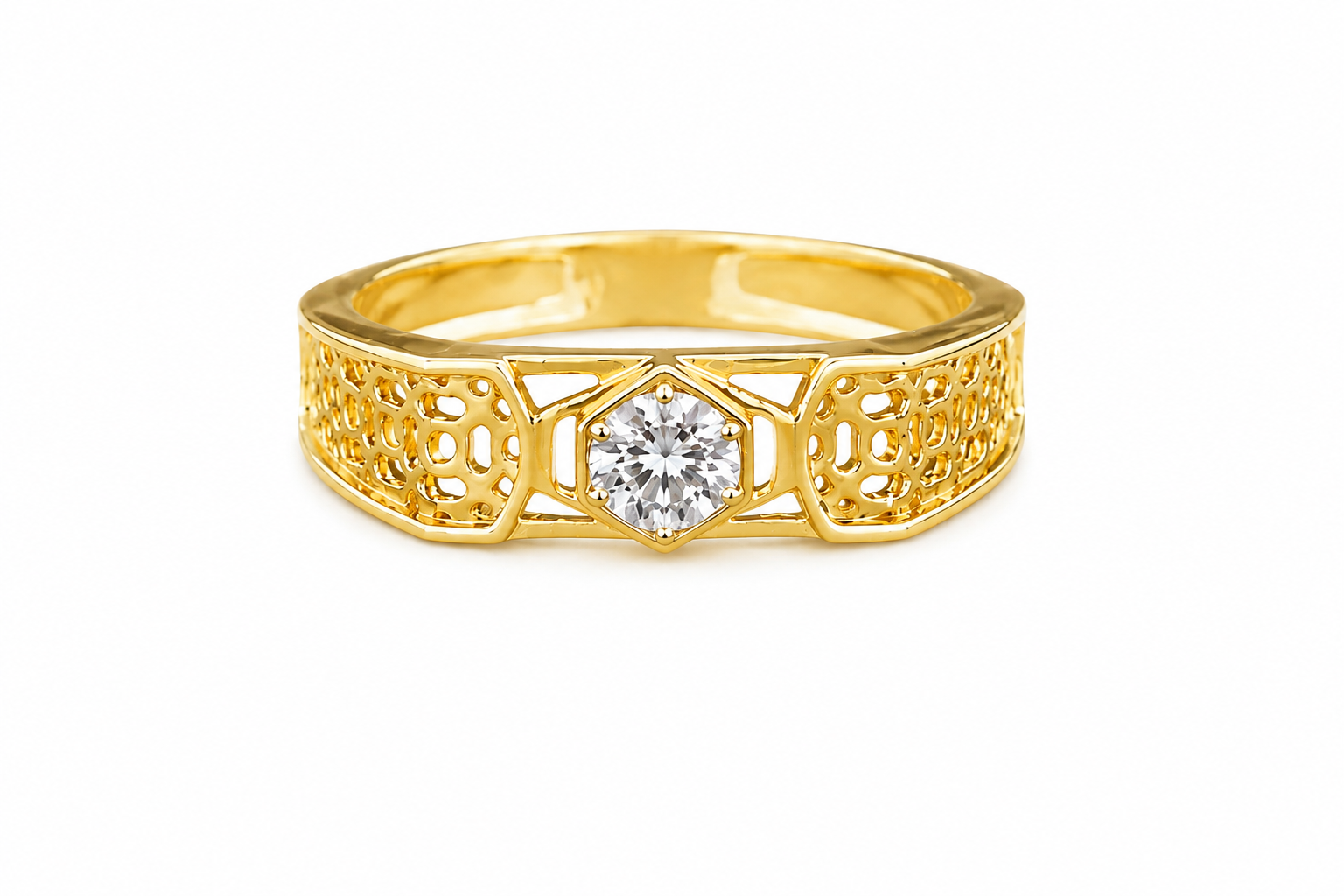 1.10 TCW Lab Grown Diamond Studded in 10K, 14K & 18K Gold Men’s Rings | R04055