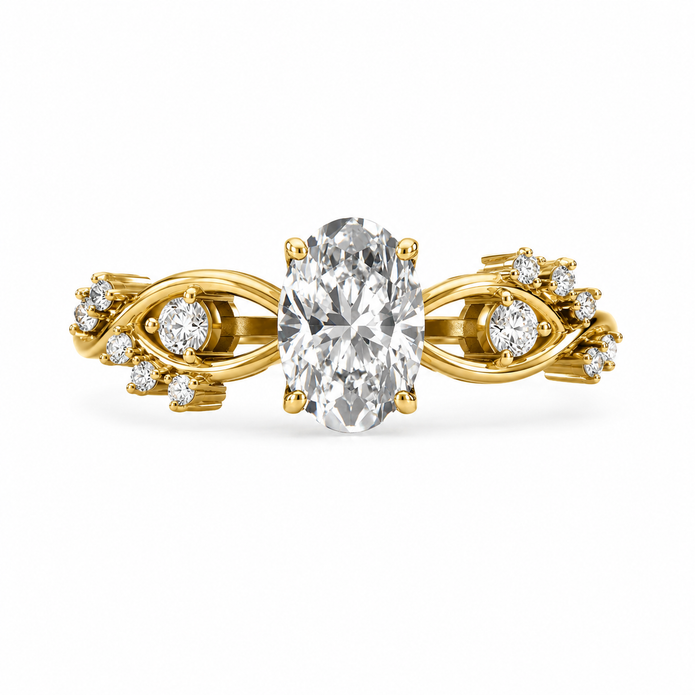 R04061 - 1.25 TCW Diamond Studded Gold Engagement Rings