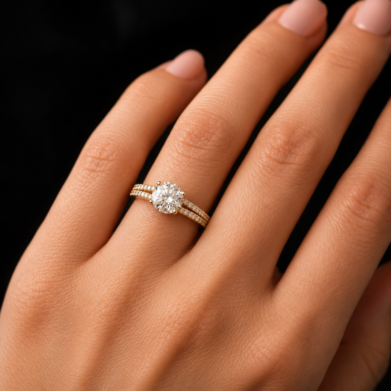 R04074 - 1.35 TCW Diamond Studded Gold Engagement Rings