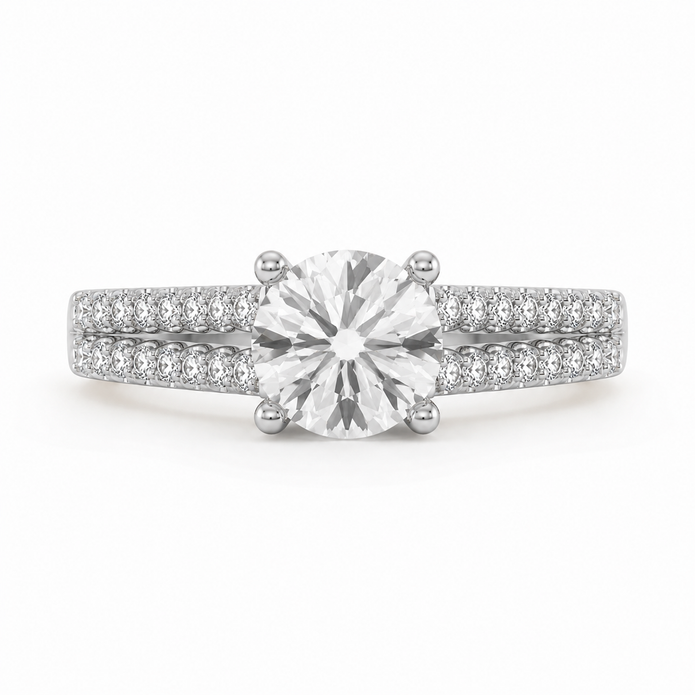 R04074 - 1.35 TCW Diamond Studded Gold Engagement Rings
