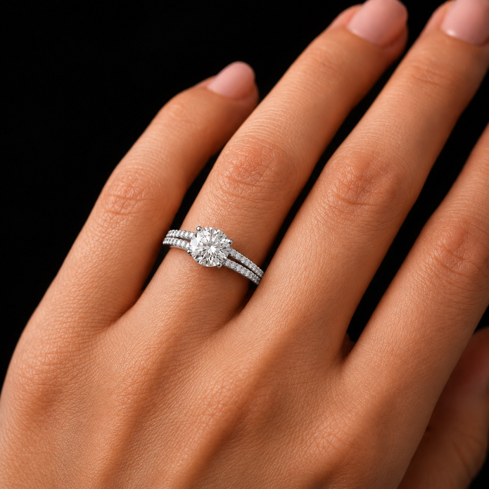 R04074 - 1.35 TCW Diamond Studded Gold Engagement Rings